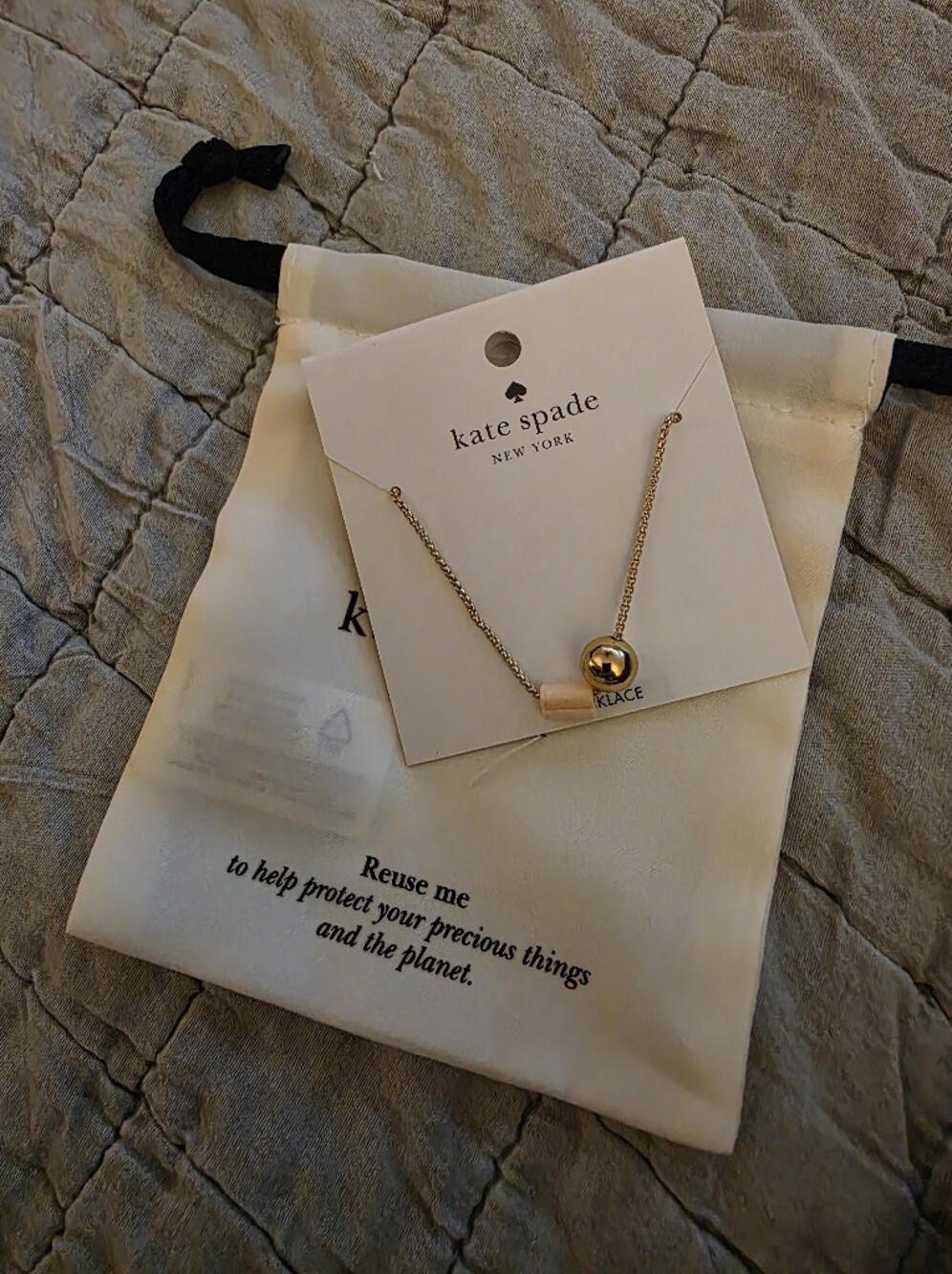 kate spade Gold Chain Necklace with Blush Pink Geometric Bead